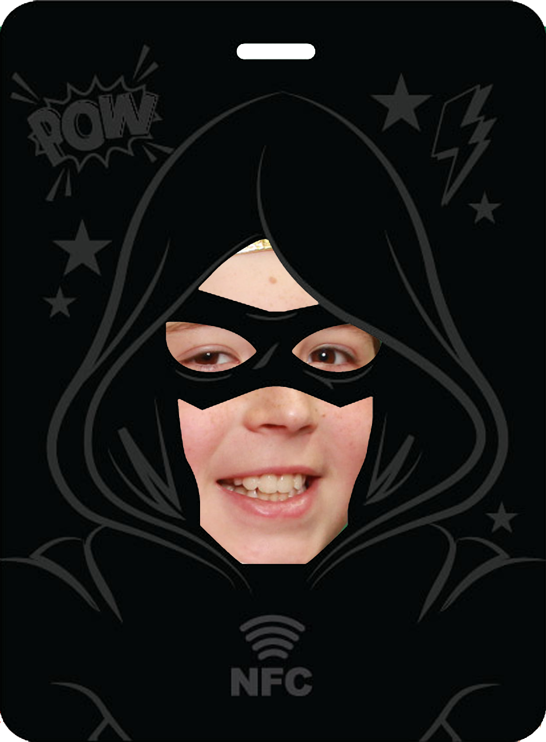 Masked photograph with a happy smile