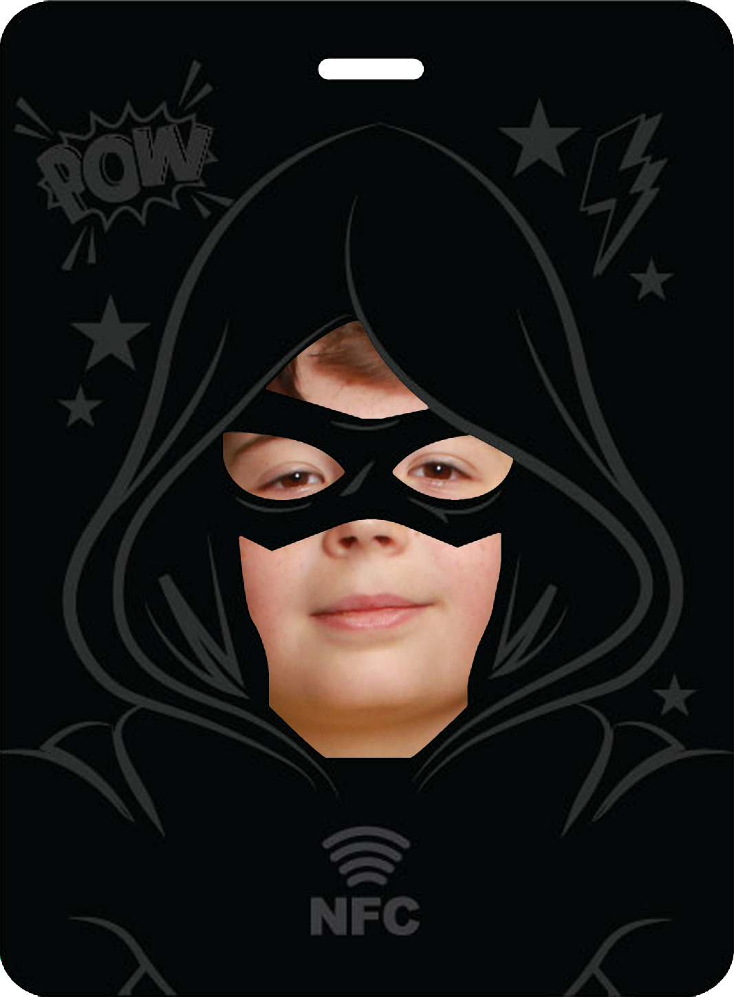 Masked photograph with a calm natural expression